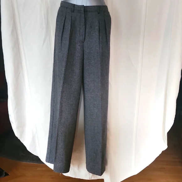 Mango Gray Wool Herringbone Trousers - Picture 2 of 6